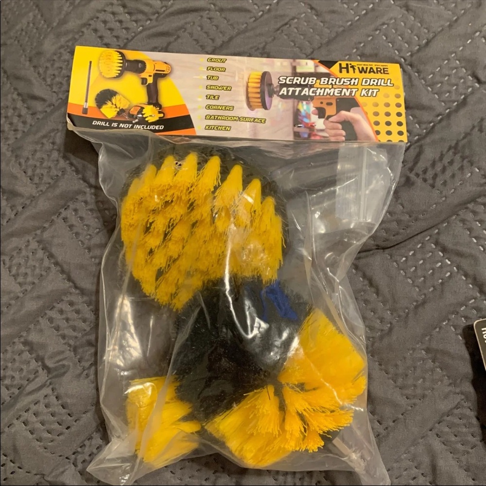 Scrub brush drill attachment kit
